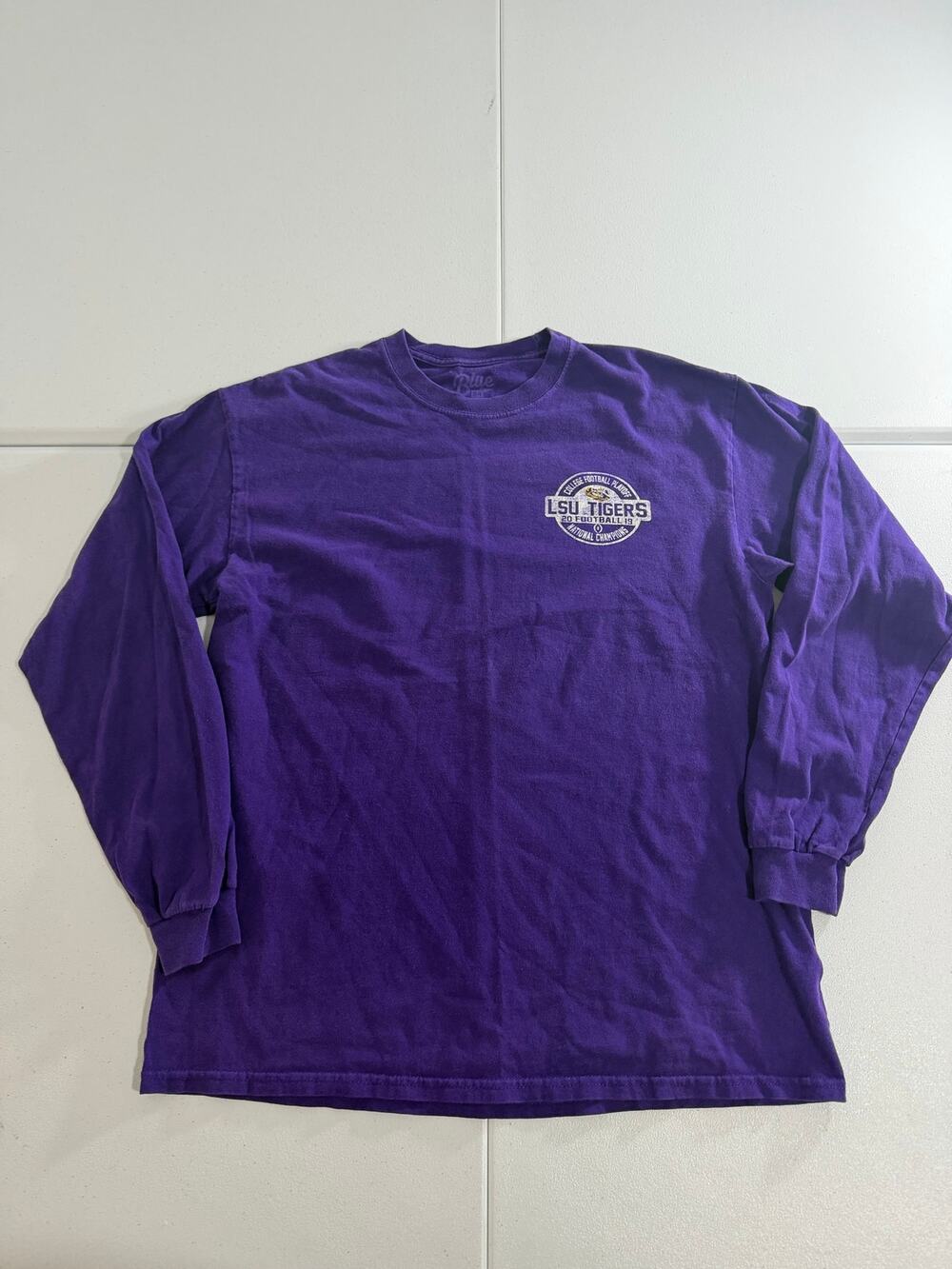 LSU Tigers 2019 National Champions Long Sleeve Shirt Blue 84 Purple Size L